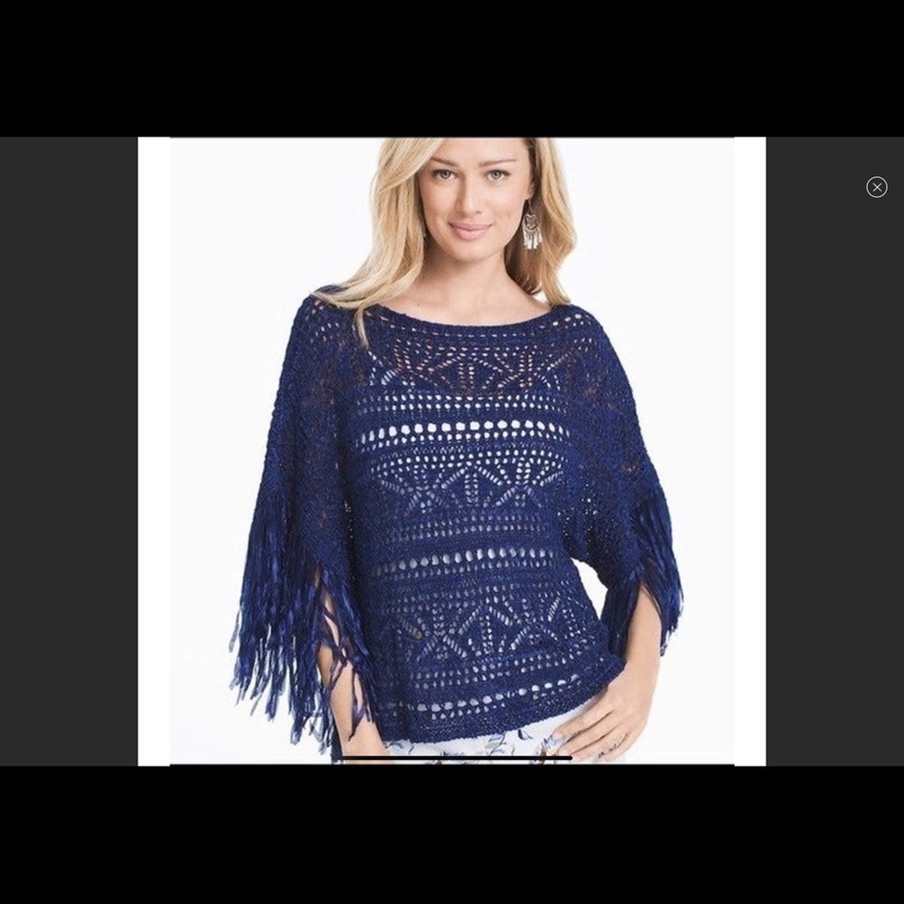 White House Black Market Fringe Poncho - Picture 8 of 8
